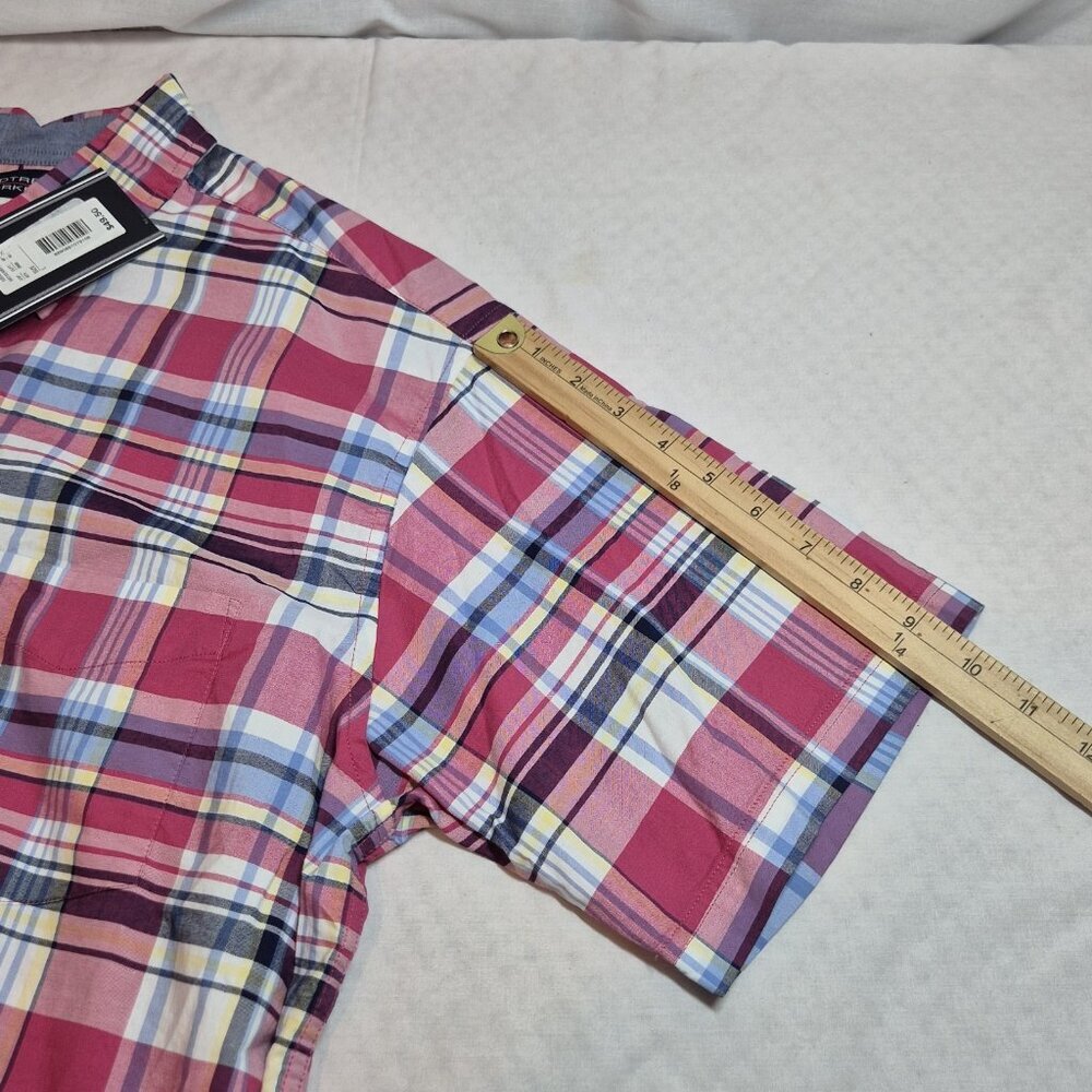 Roundtree & Yorke Mens Size L Plaid Long Sleeve Button Up Shirt Pink Multi (57) - Picture 7 of 9